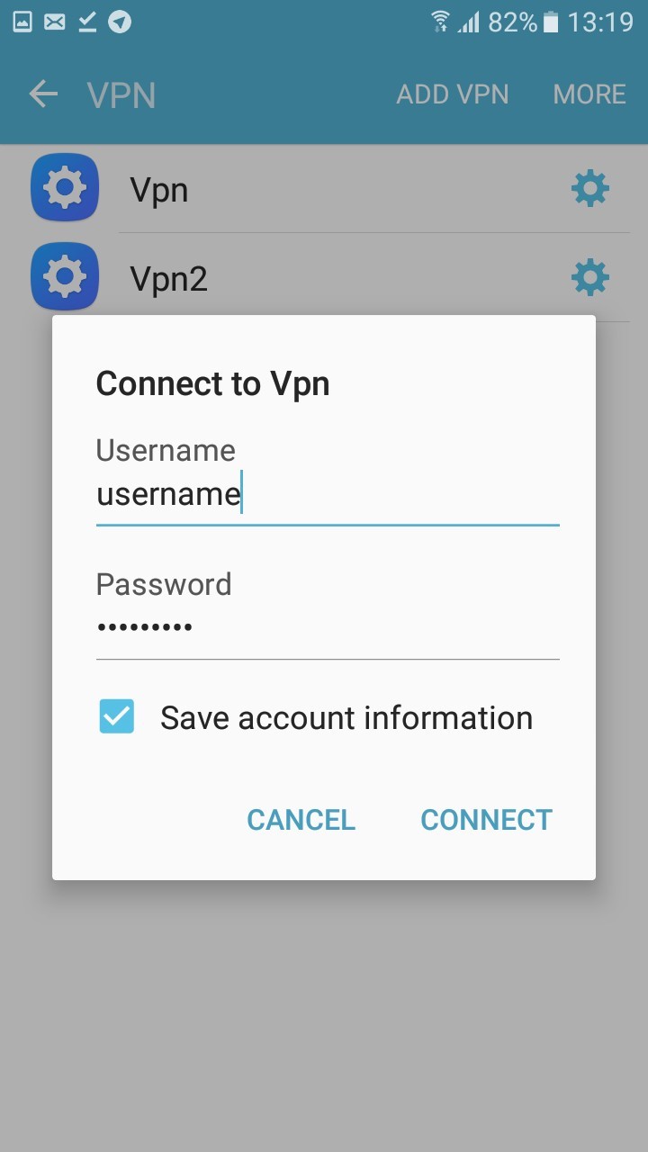 تنظیمات اتصال تلفن همراه به vpn